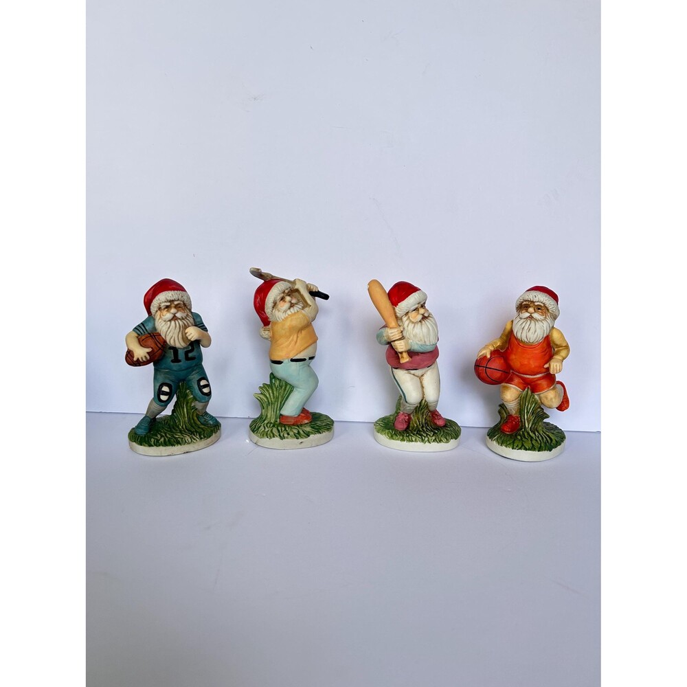 Vintage House of Lloyd Sporty Santa Figurines- Football Golf Baseball Basketball